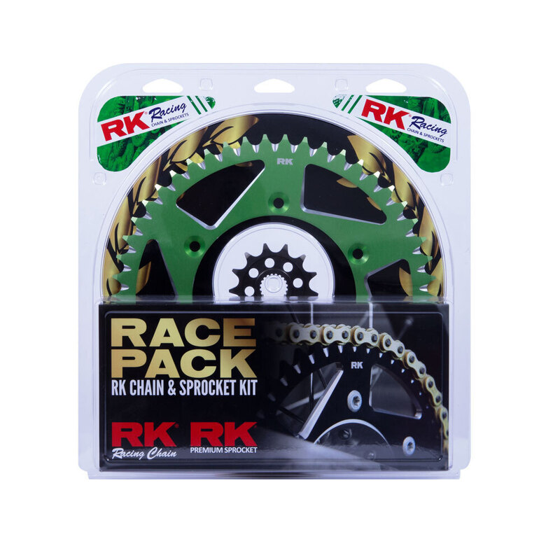 RK RACE PACK - CHAIN & SPR KIT - PRO - GOLD / GREEN - 13/48 KX450F 06-21