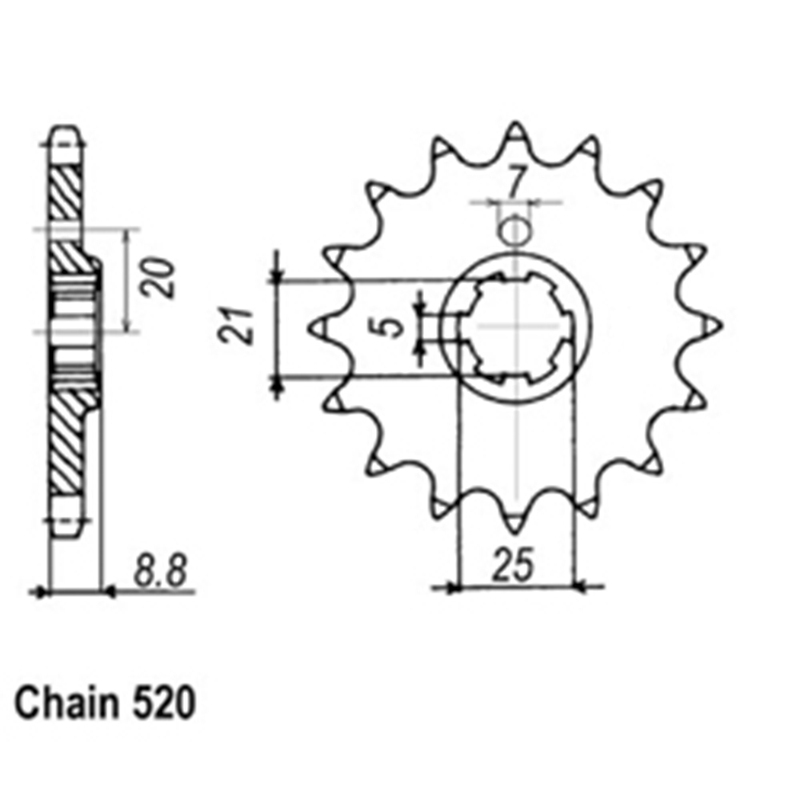 FRONT SPROCKET - STEEL  13T 520P