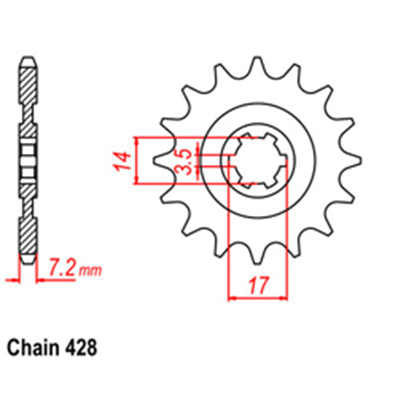 FRONT SPROCKET - STEEL  13T 428P
