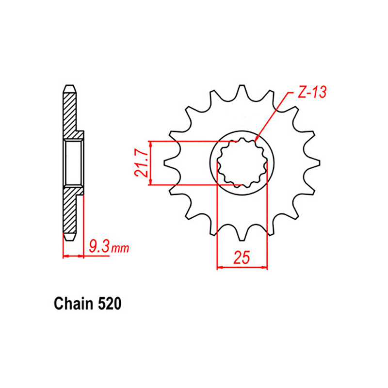 FRONT SPROCKET - STEEL  14T 520P
