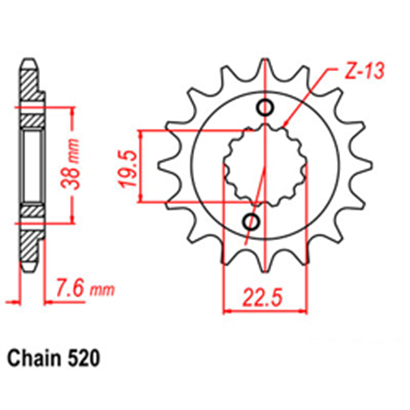 FRONT SPROCKET - STEEL  13T 520P