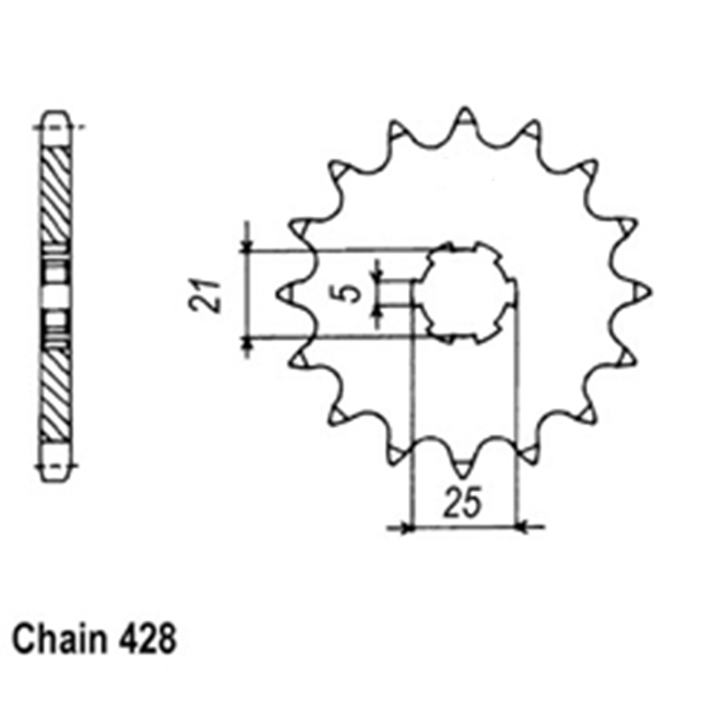 FRONT SPROCKET - STEEL  13T 428P