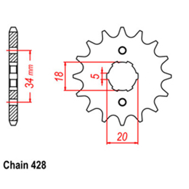 FRONT SPROCKET - STEEL  14T 428P