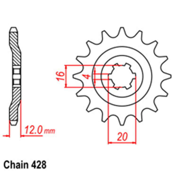 FRONT SPROCKET - STEEL  14T 428P