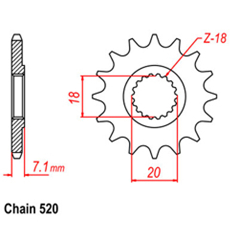 FRONT SPROCKET - STEEL  12T 520P