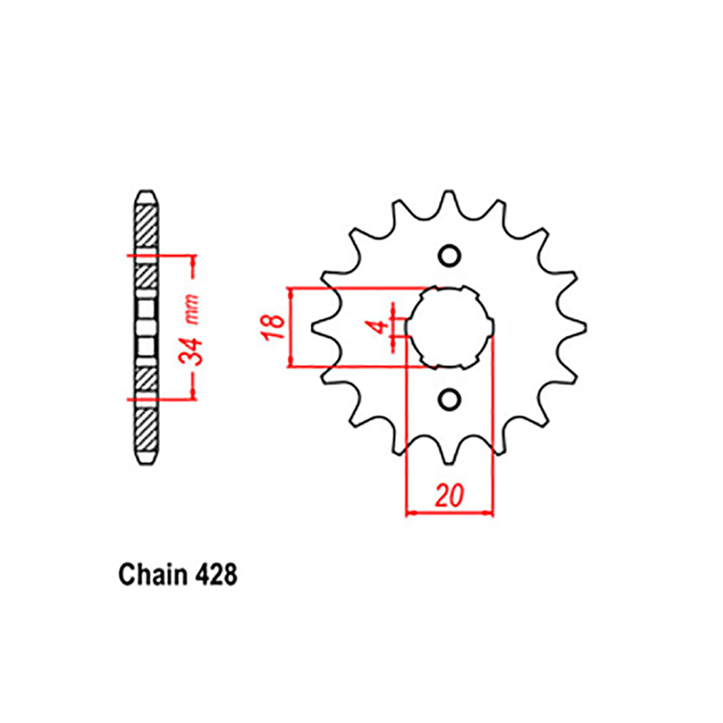 FRONT SPROCKET - STEEL  17T 428P