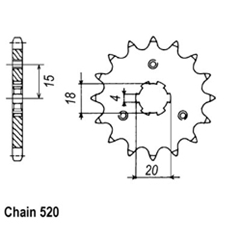 FRONT SPROCKET - STEEL  11T 520P