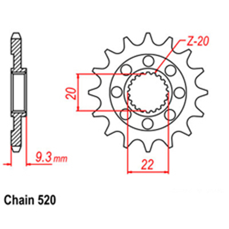 FRONT SPROCKET - STEEL  12T 520P
