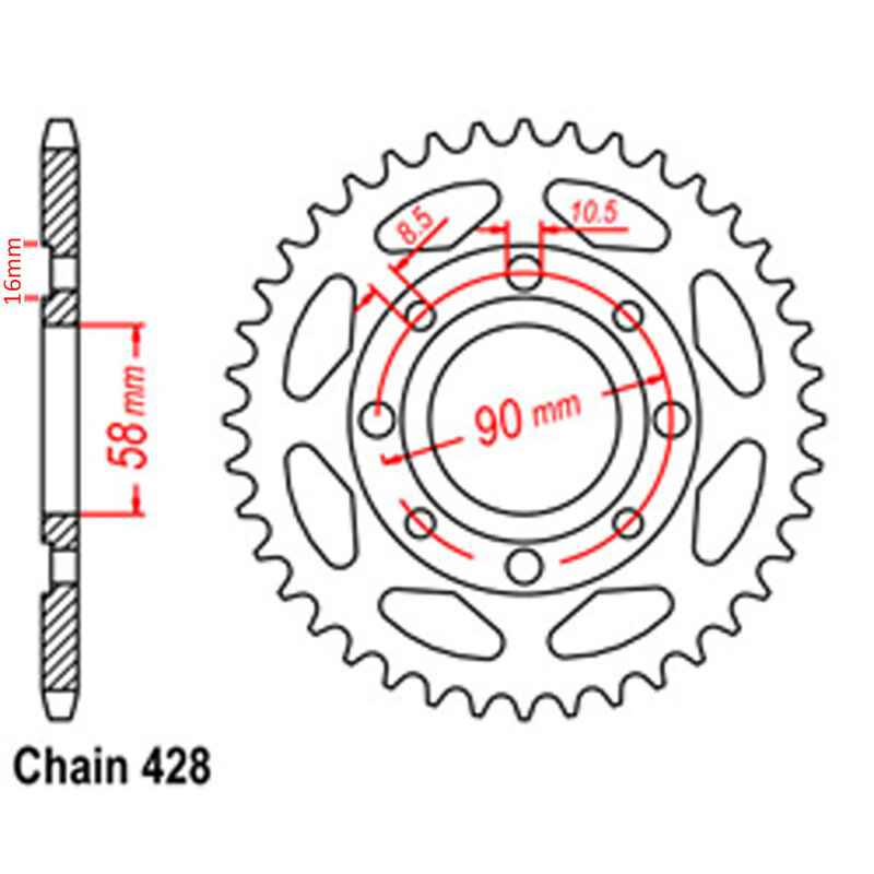 REAR SPROCKET - STEEL 49T 428P D/D