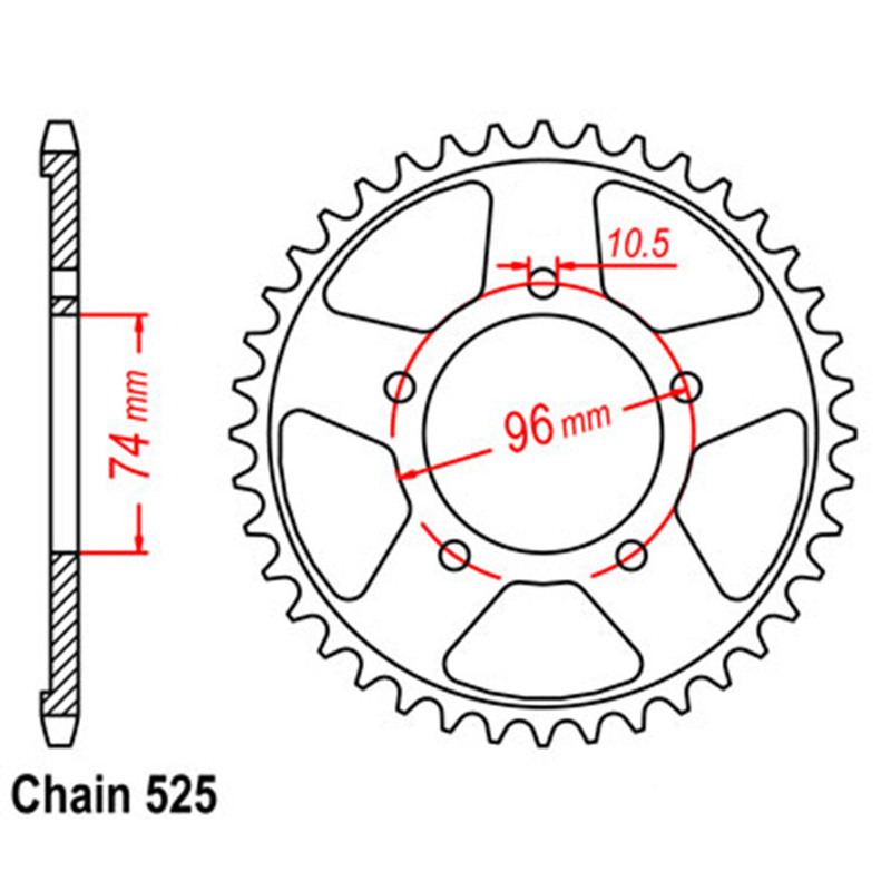 REAR SPROCKET - STEEL 40T 525P