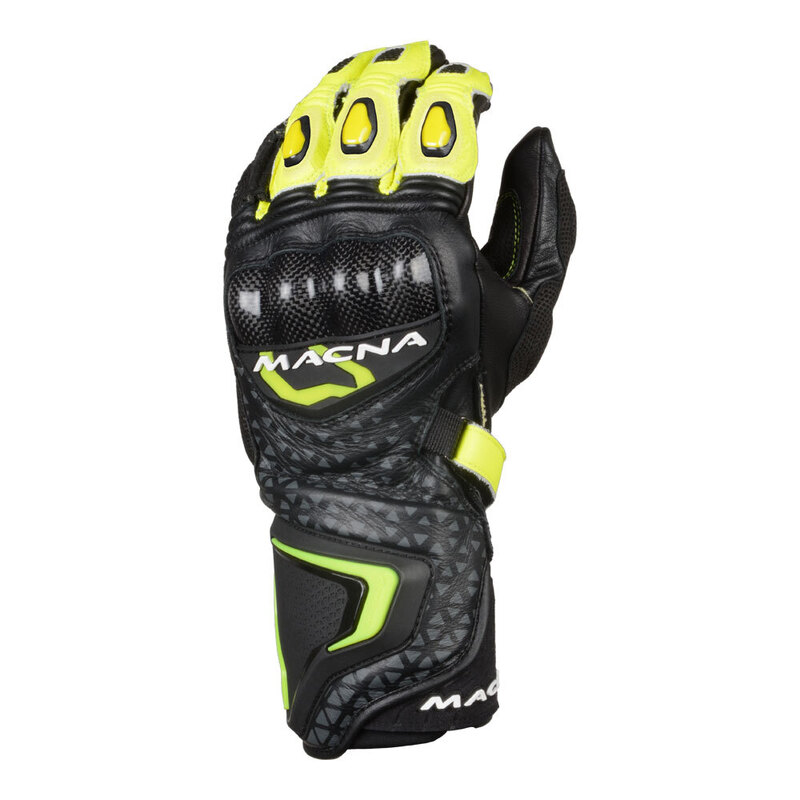 Macna Track R Gloves Black/Grey/Fluro Yellow Medium