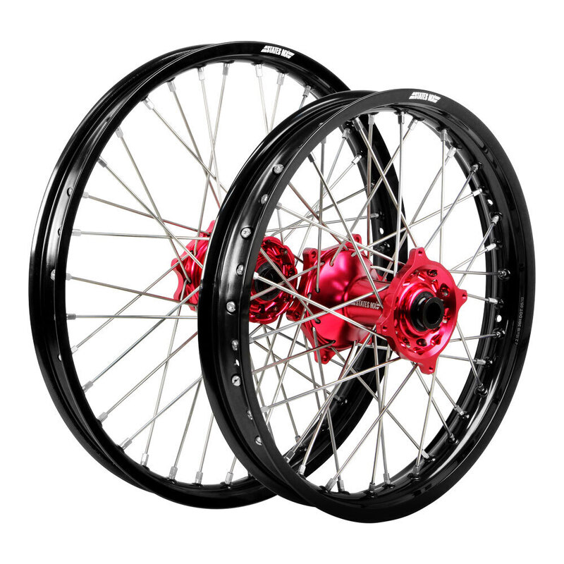 WHEEL SET STATES MX HONDA CR/CRF 04-12 21/19 BLK/RED/SLV NIP