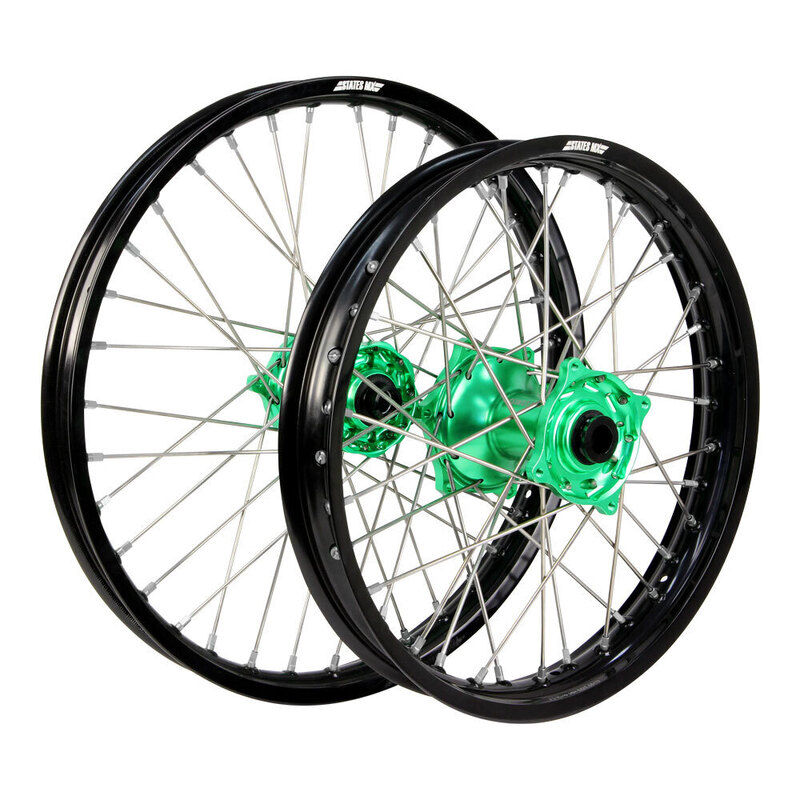 WHEEL SET STATES MX KAWASAKI  KXF 06-18 21/19 BLK/GRN/SLV NIP