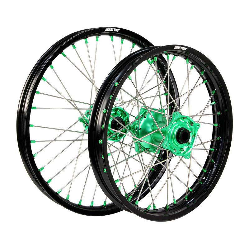 WHEEL SET STATES MX KX80/85 BW BLK/GRN
