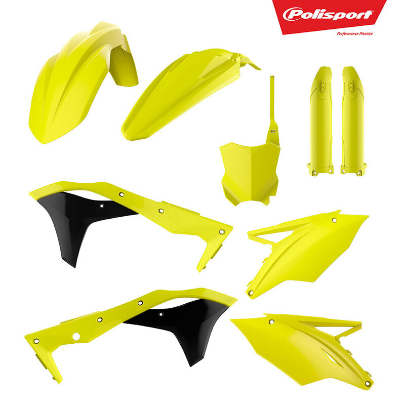 POLISPORT MX KIT KAWASAKI KX250F 17-18 - FLUORO YELLOW - INCLUDES FORK GUARDS
