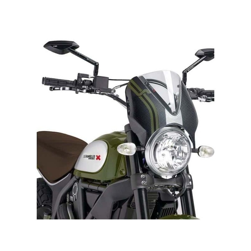 Puig Retrovision Screen Compatible With Various Ducati Scrambler Models (Clear)