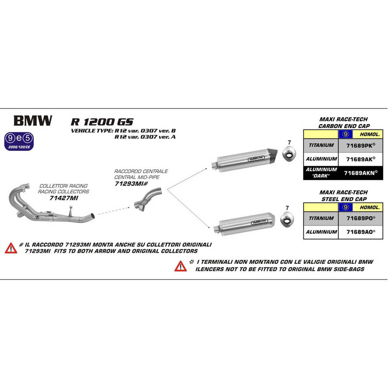 ARROW Link Pipe Stainless for MAXI RACE-TECH silencers  
