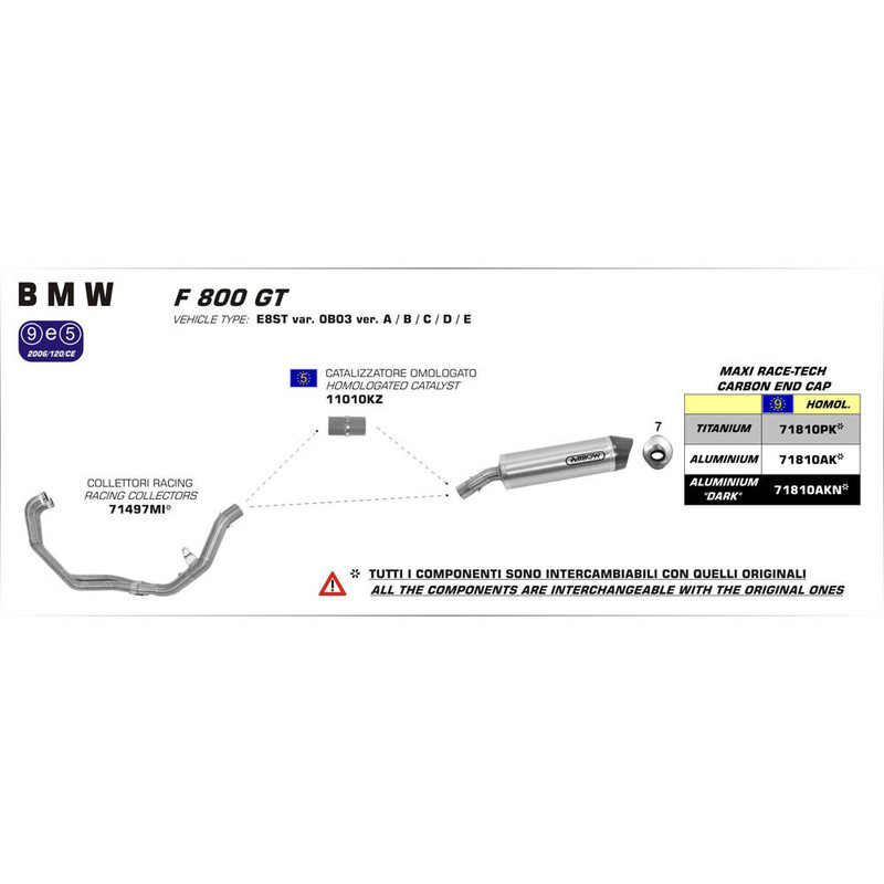 ARROW Silencer MAXI RACE-TECH Aluminium Silver with Carbon Fibre End Cap 