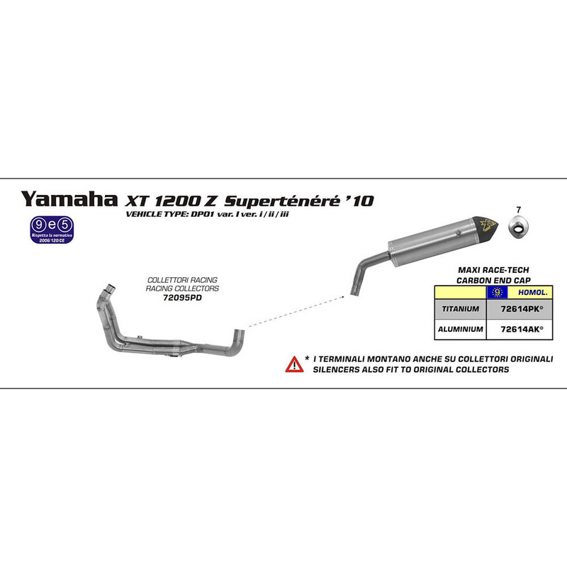 ARROW Collector - Racing 2:1 Stainless YAMAHA XT 1200 Z Super Tenere
