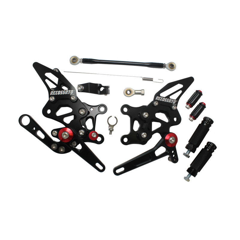 Accossato Adjustable Rearsets for Aprilia RSV4 2009 - 2019 red