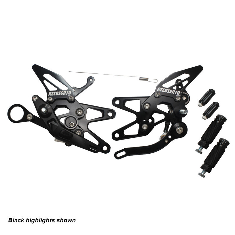 Accossato Adjustable Rearsets for BMW S1000RR 2009 - 2014 blue