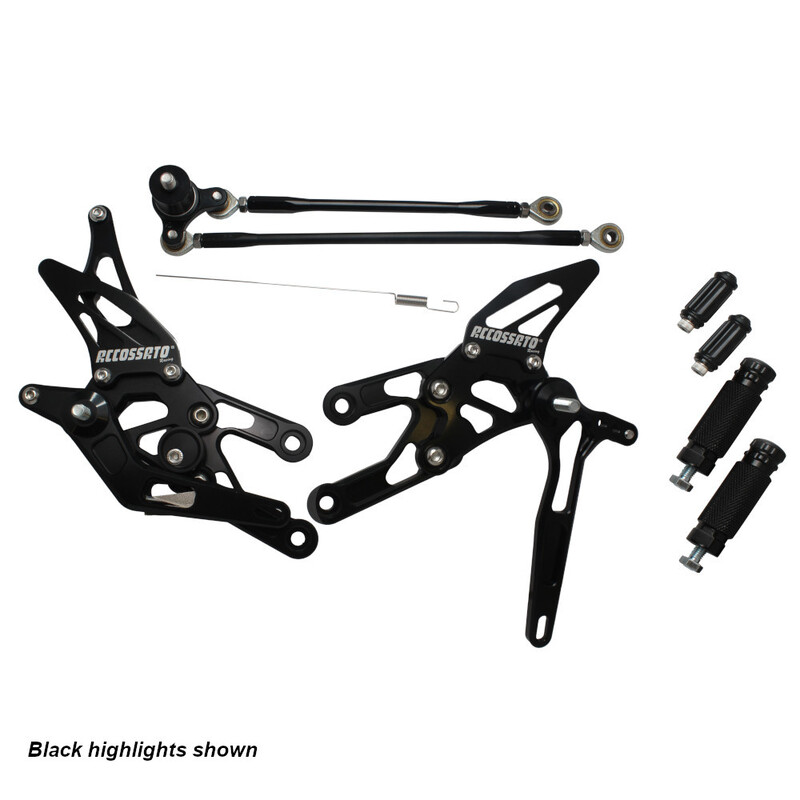 Accossato Adjustable Rearsets for Honda CBR1000RR 2004 - 2007 red