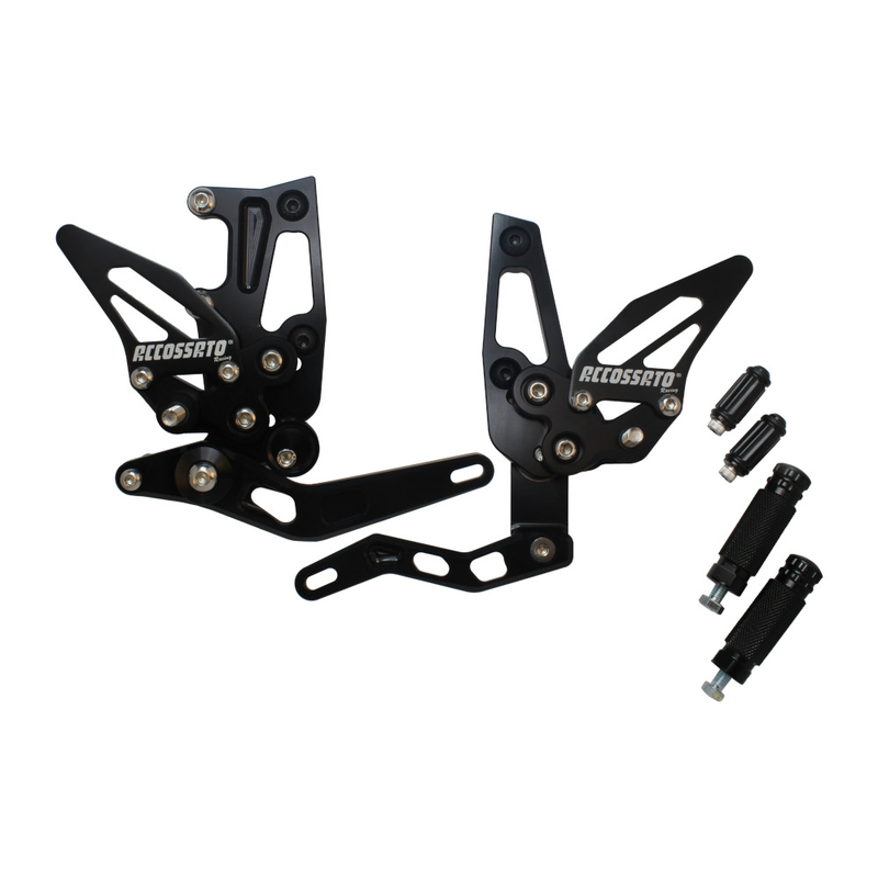 Accossato Adjustable Rearsets for Triumph Speed Triple 1050 2011 - 2014 black