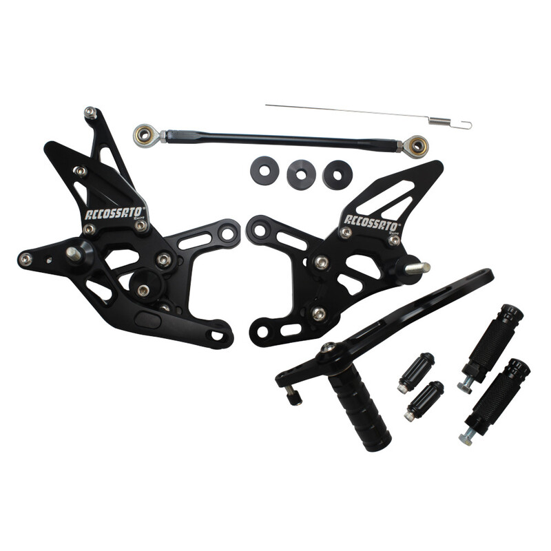 Accossato Adjustable Rearsets for Yamaha YZF-R1 2009 - 2014 black