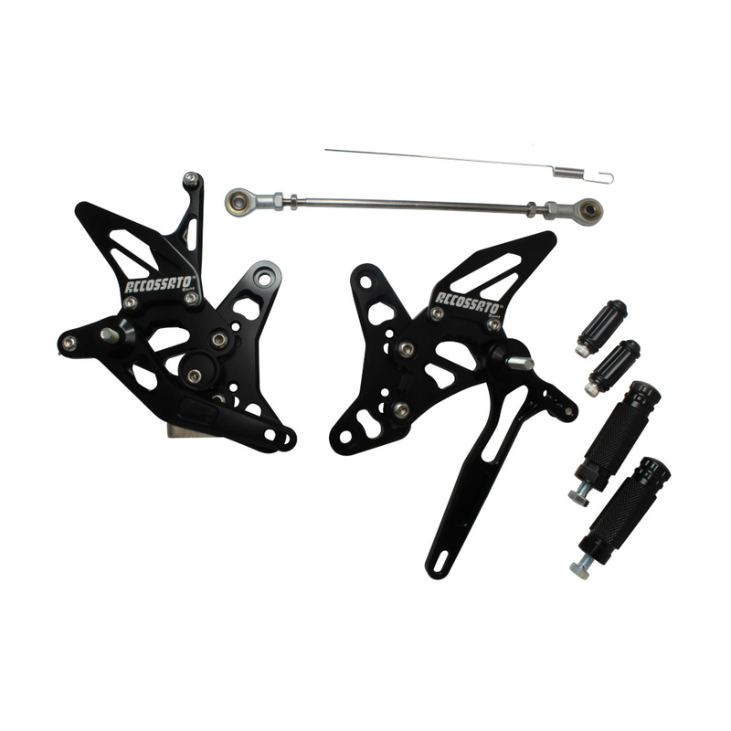 Accossato Adjustable Rearsets for Suzuki SV650 1999 - 2002 black