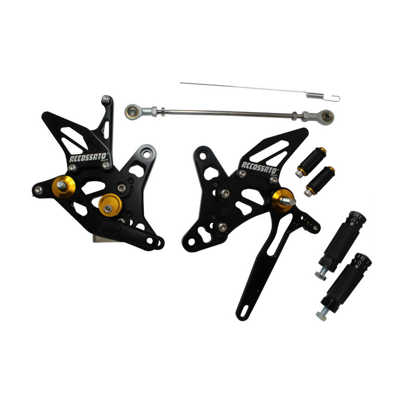Accossato Adjustable Rearsets for Suzuki SV650 2016 gold