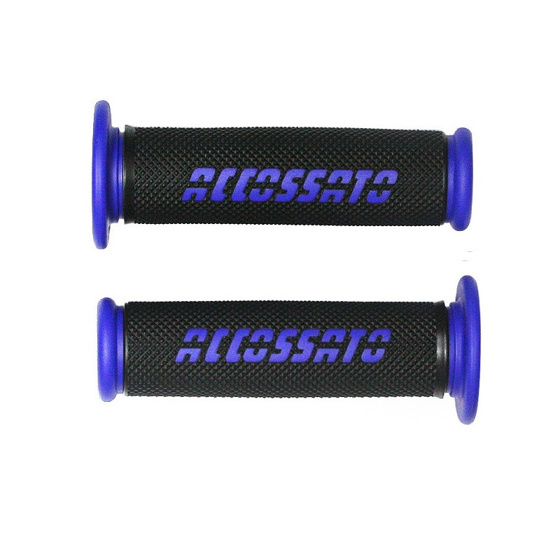 Accossato Pair of Two Tone Racing Grips in Medium Rubber with Logo open end blue