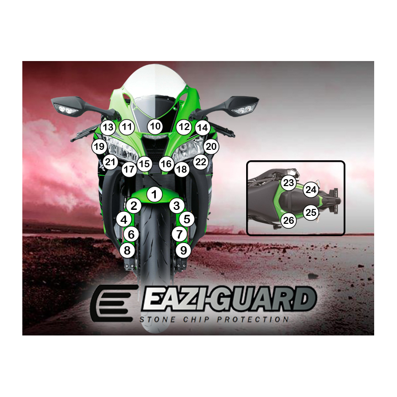 Eazi-Guard Paint Protection Film for Kawasaki ZX-10R 2016 - 2020  gloss