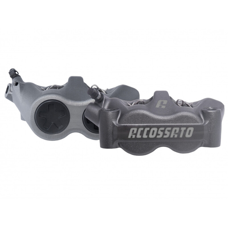 Accossato Radial Brake Caliper Forged Monoblock 100 mm grey anodised sintered pads  left and right