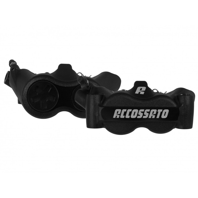 Accossato Radial Brake Caliper Forged Monoblock 100 mm black anodised sintered pads  left and right