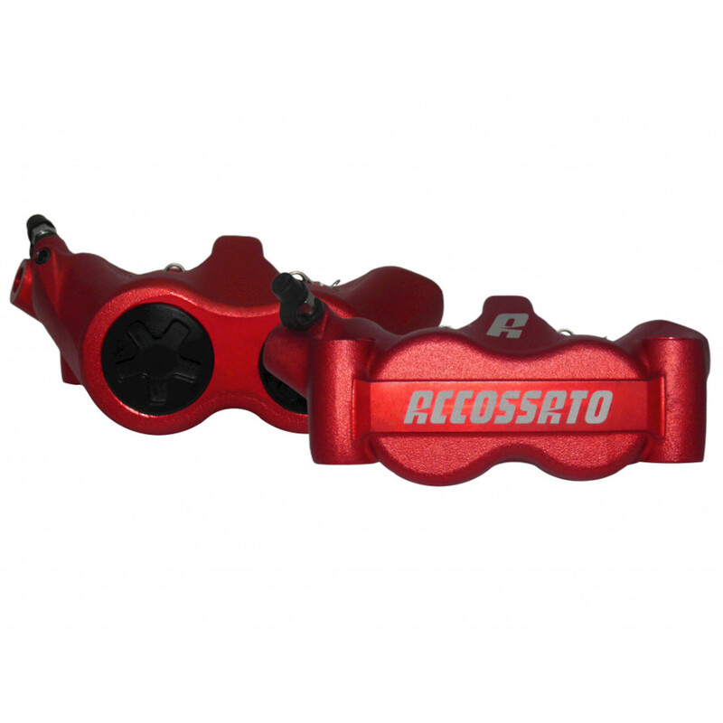 Accossato Radial Brake Caliper Forged Monoblock 100 mm red anodised sintered pads  left and right