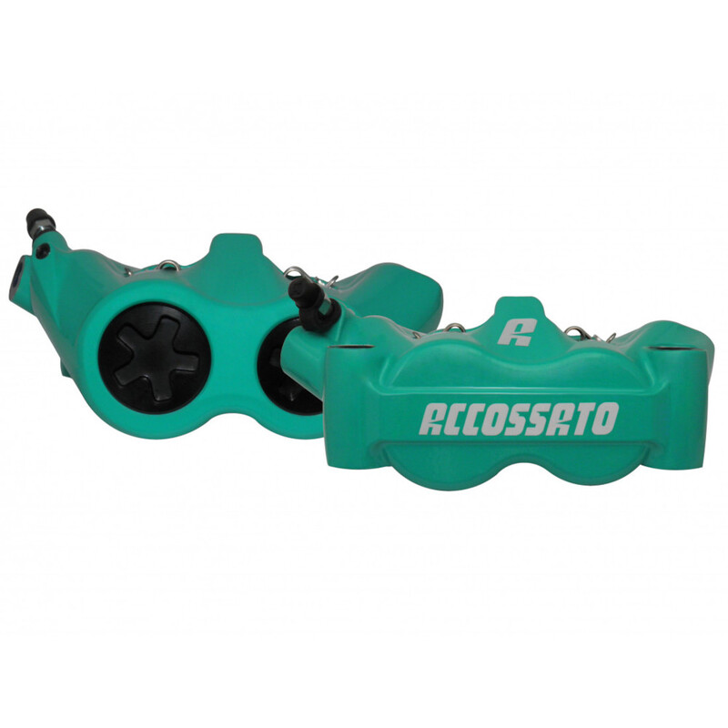 Accossato Radial Brake Caliper Forged Monoblock 100 mm teal painted sintered pads  left and right