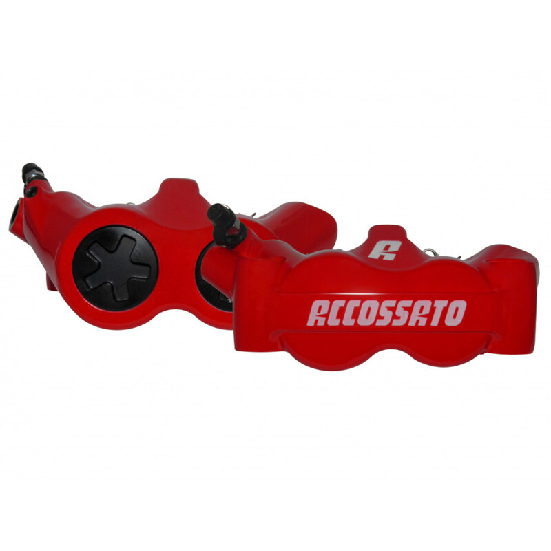 Accossato Radial Brake Caliper Forged Monoblock 100 mm red painted sintered pads  left and right