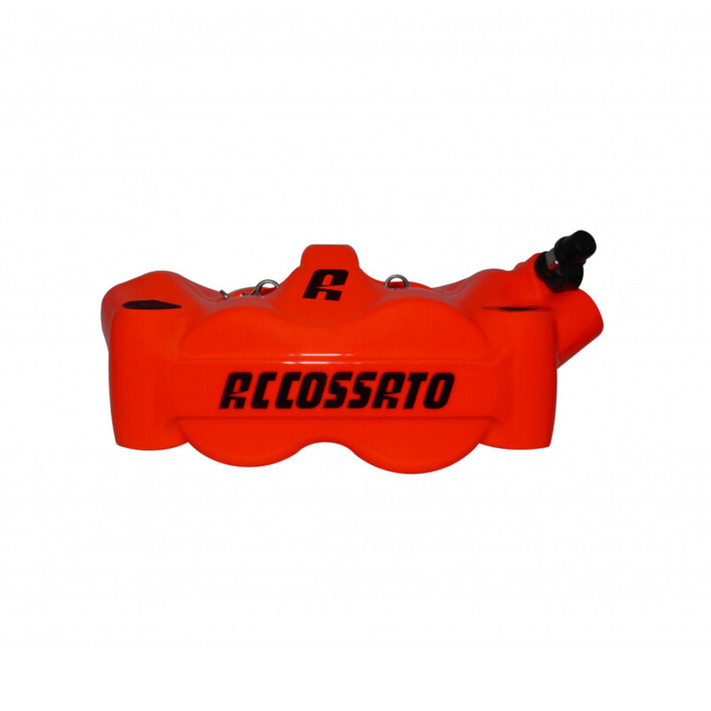 Accossato Radial Brake Caliper Forged Monoblock 100 mm red fluoro painted sintered pads  right only