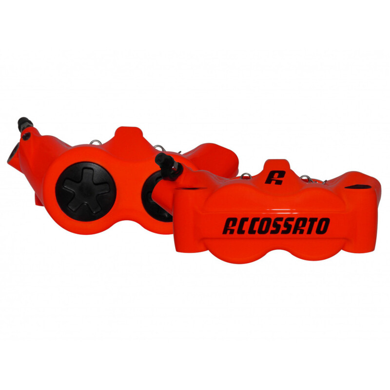 Accossato Radial Brake Caliper Forged Monoblock 100 mm red fluoro painted sintered pads  left and right