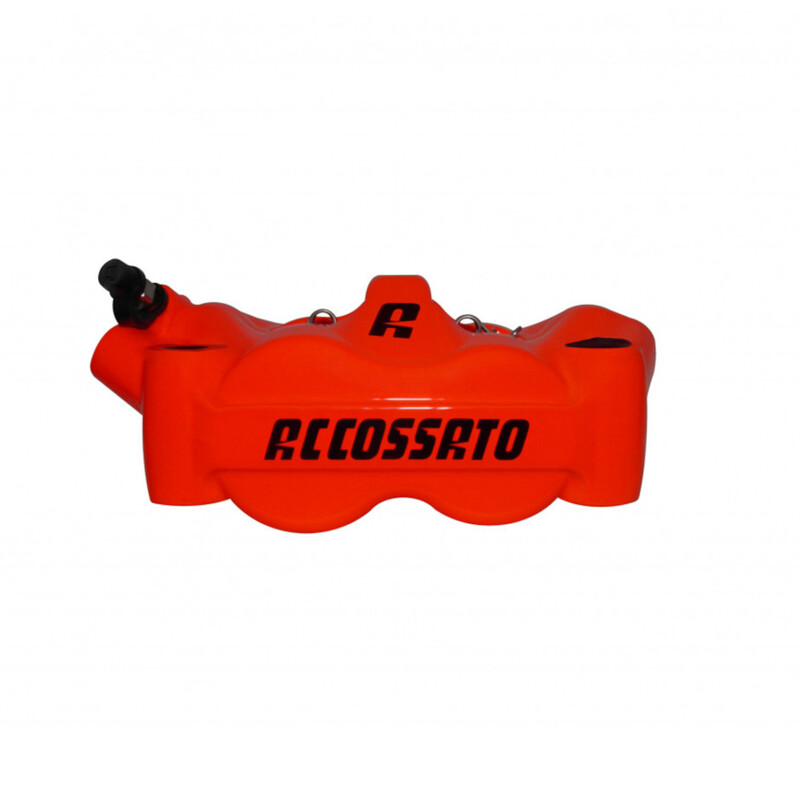 Accossato Radial Brake Caliper Forged Monoblock 100 mm red fluoro painted sintered pads  left only
