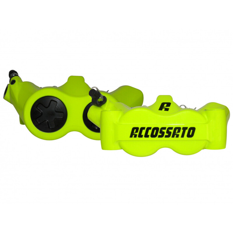 Accossato Radial Brake Caliper Forged Monoblock 100 mm green fluoro painted sintered pads  left and right