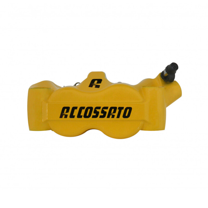 Accossato Radial Brake Caliper Forged Monoblock 100 mm yellow painted sintered pads  right only
