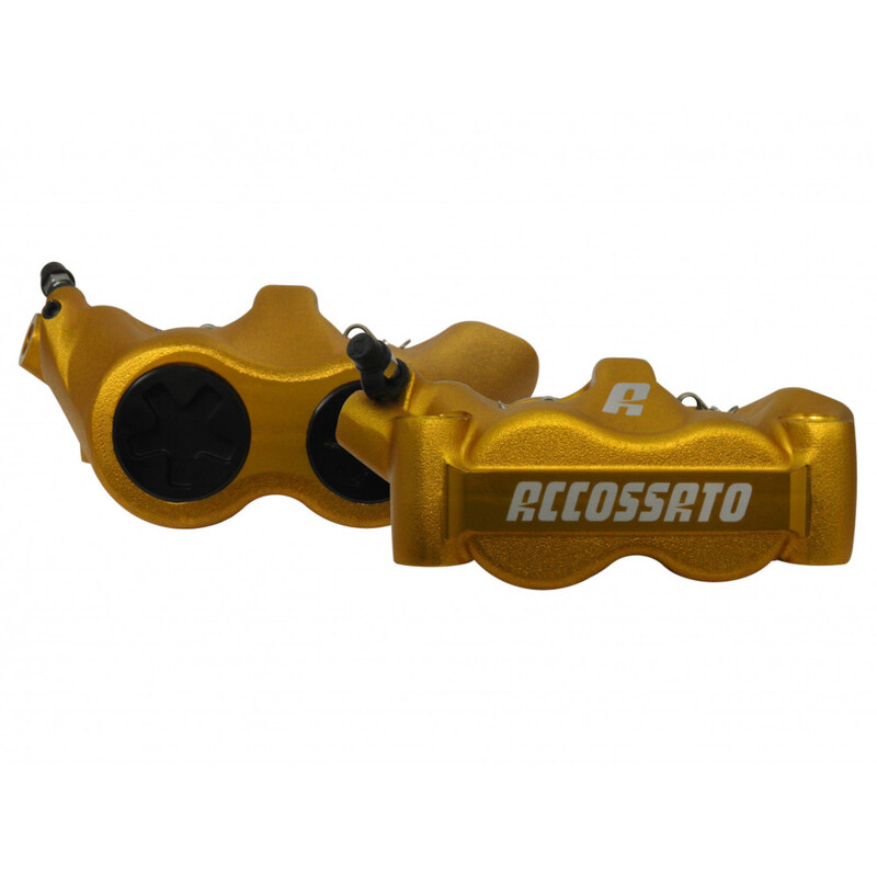 Accossato Radial Brake Caliper Forged Monoblock 100 mm gold anodised sintered pads  left and right