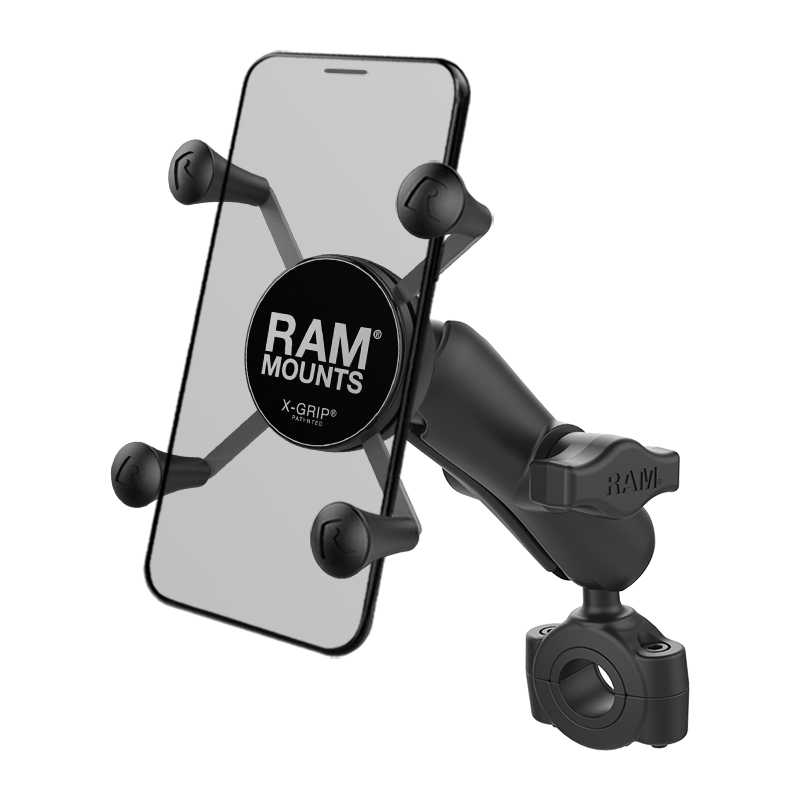 RAM-B-408-75-1-UN7U - RAM® Torque™ 3/4" - 1" Diameter Handlebar/Rail Base with 1" Ball, Standard Arm and X-Grip® for Phones