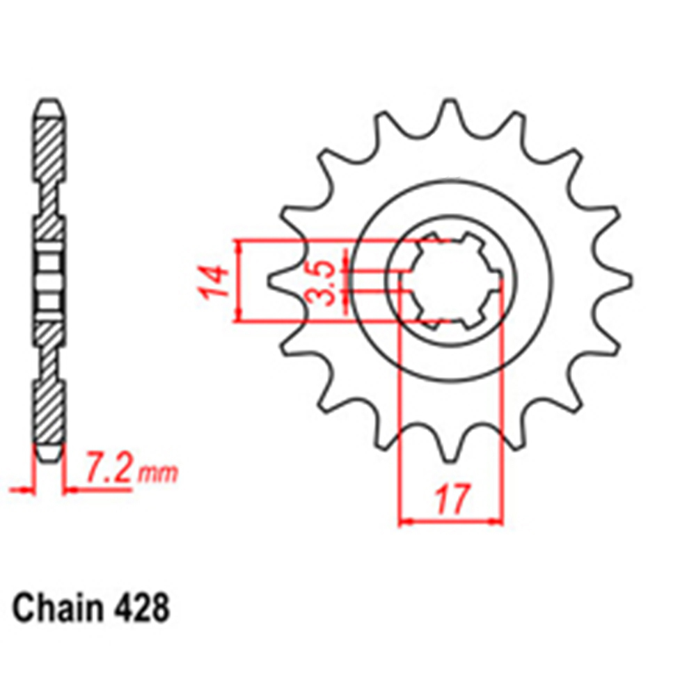 FRONT SPROCKET - STEEL  13T 428P