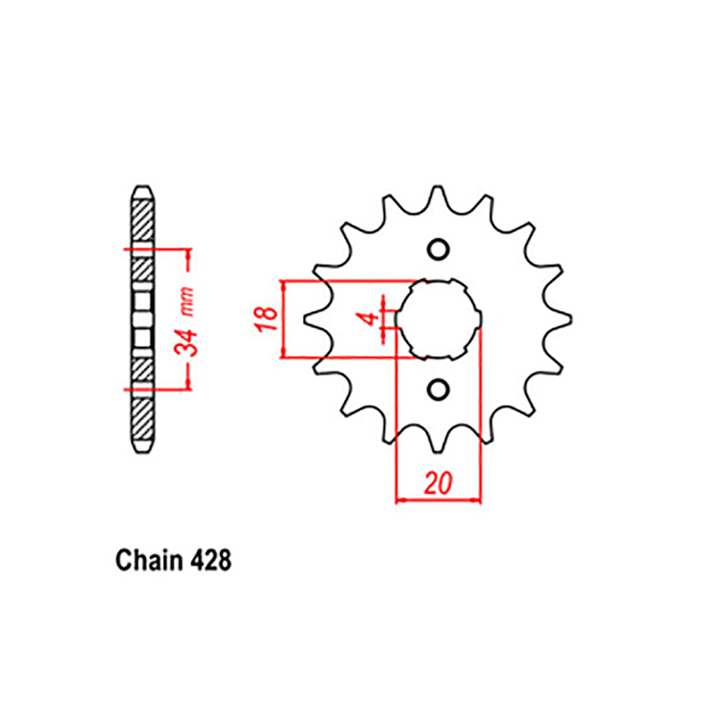 FRONT SPROCKET - STEEL  17T 428P