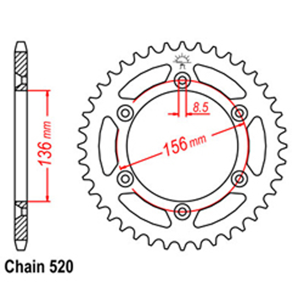 REAR SPROCKET - STEEL 48T 520P