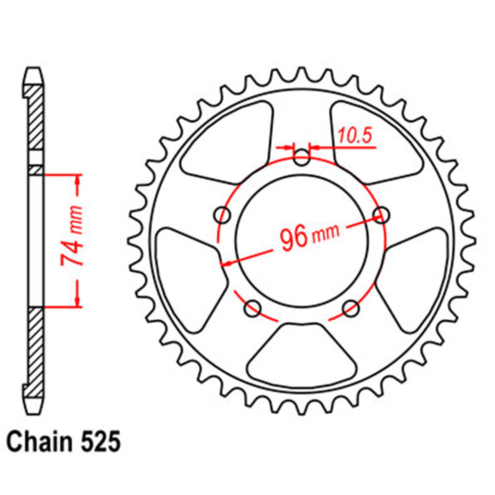 REAR SPROCKET - STEEL 40T 525P