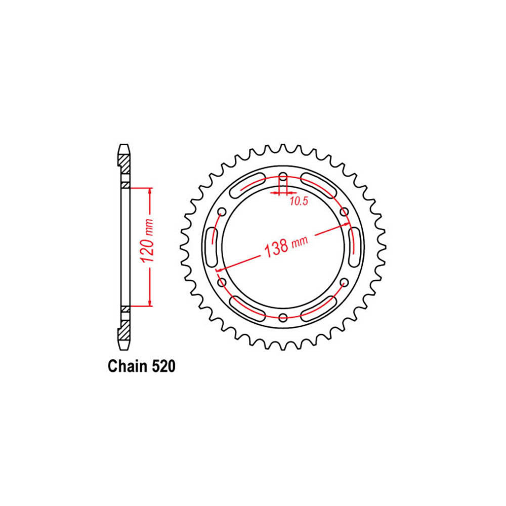 REAR SPROCKET - STEEL 36T 520P