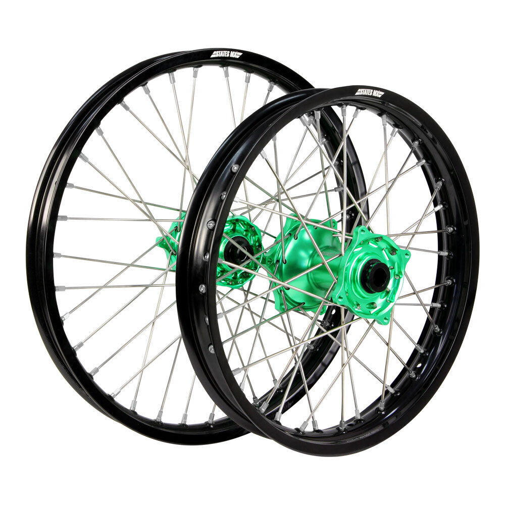 WHEEL SET STATES MX KAWASAKI  KXF 06-18 21/19 BLK/GRN/SLV NIP